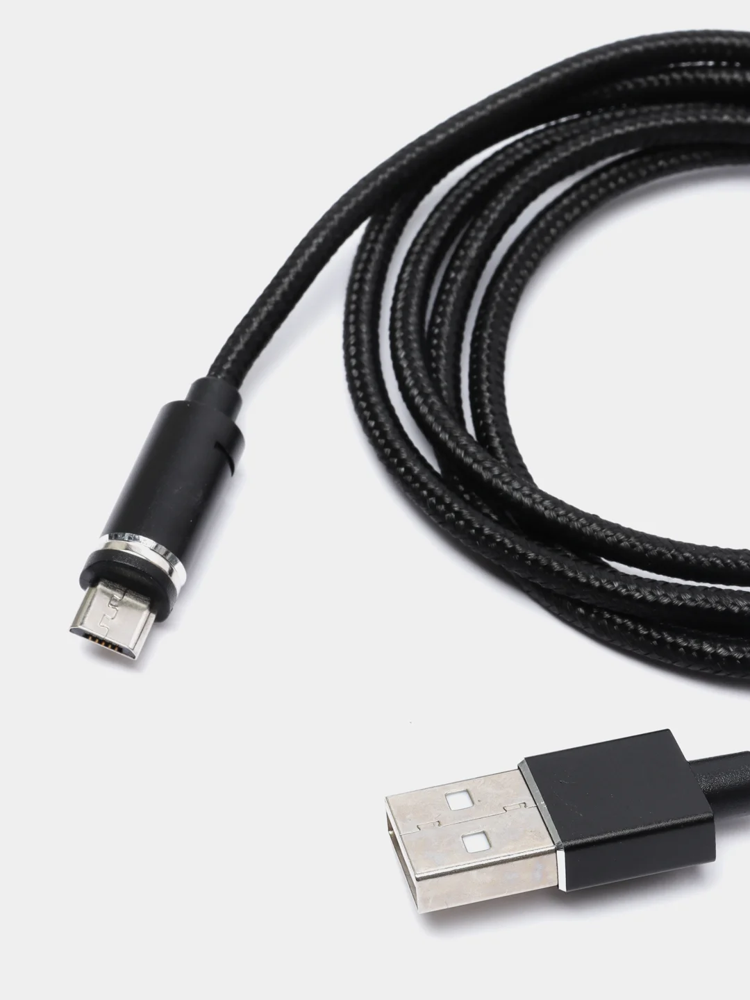 Черный usb кабель для зарядки и передачи данных, магнитный, 1 метр, Quick Charge 3.0 A+ коннектор