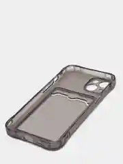 Серый чехол с карманом для карт iPhone XR, 11, 12, 13, 14, Pro, Pro Max, Plus, 7, 8, айфон