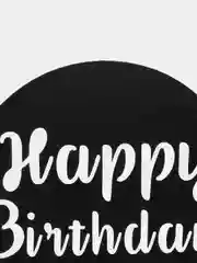 Черный топпер для украшения торта круг "Happy birthday"
