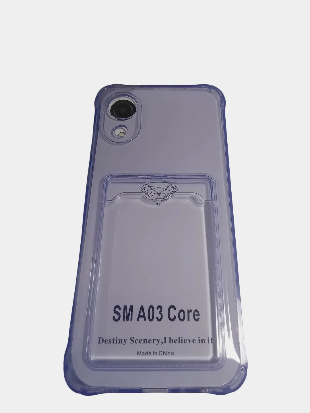 Сиреневый чехол для SAMSUNG A03 Core с карманом для карточки