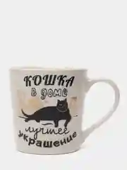 Кружка фарфоровая "Кошкин дом", с элементами золота, 390 мл