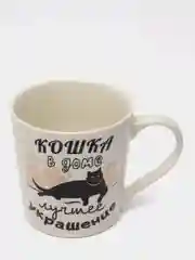 Кружка фарфоровая "Кошкин дом", с элементами золота, 390 мл