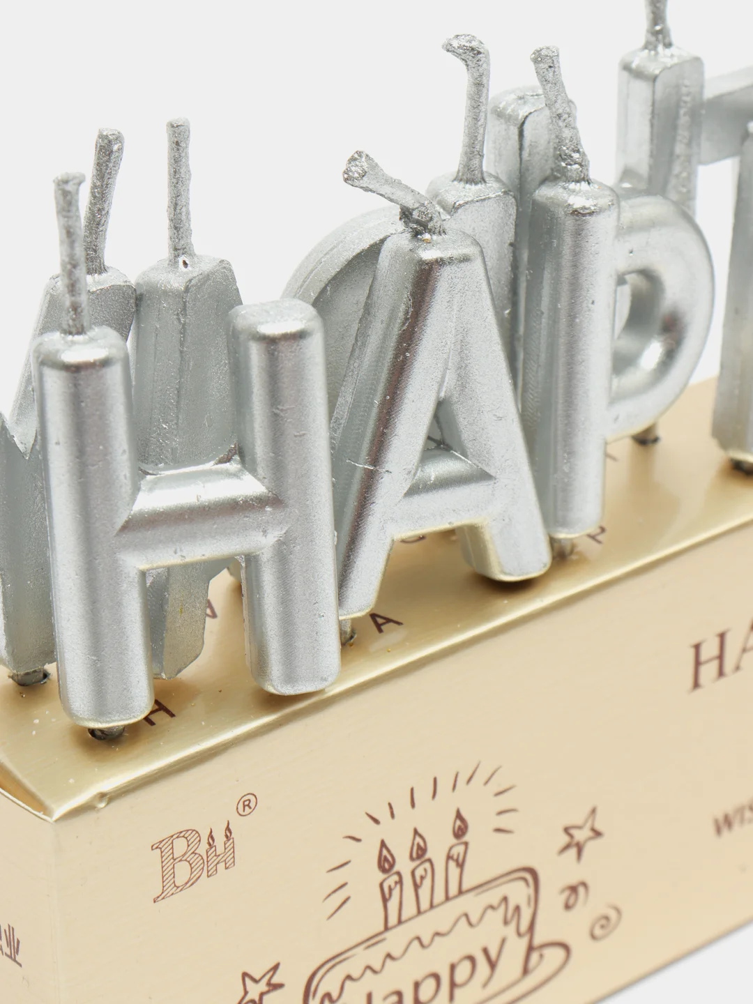 Серебряный свечи для торта на день рождения "Happy Birthday"