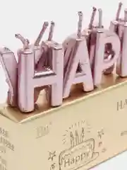 Розовый свечи для торта на день рождения "Happy Birthday"
