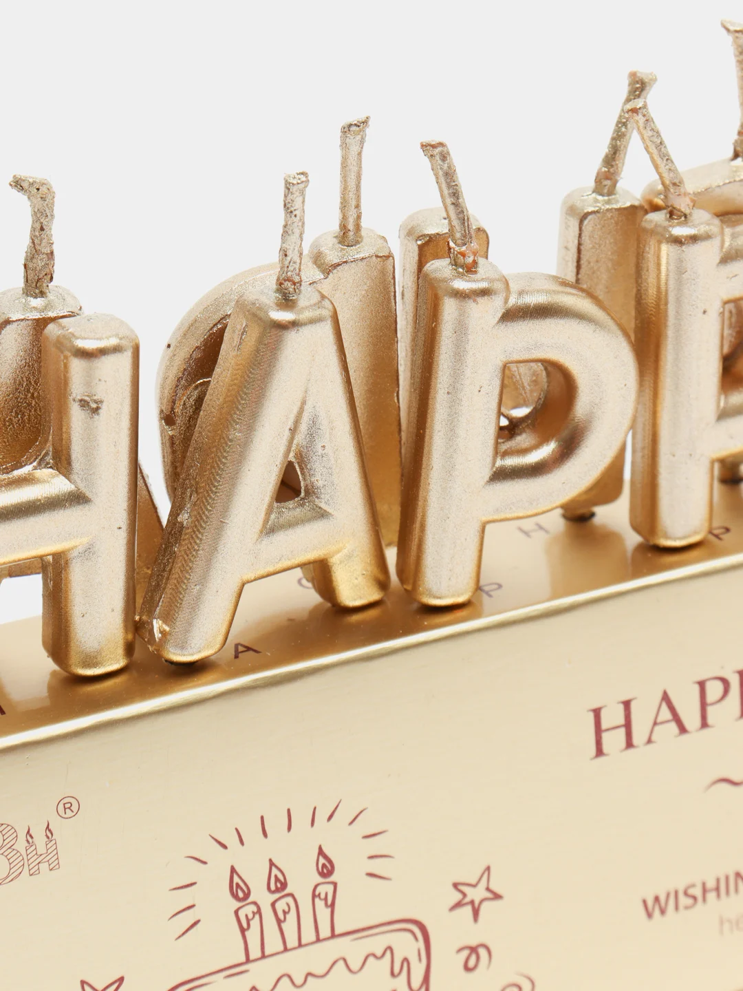Золотой свечи для торта на день рождения "Happy Birthday"