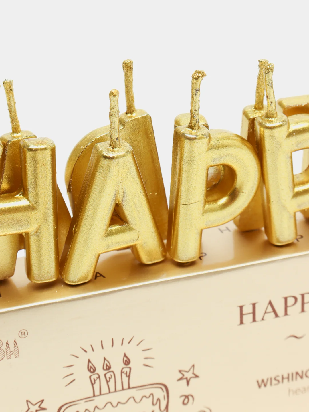 Золотой свечи для торта на день рождения "Happy Birthday"
