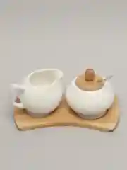 Сахарница с ложкой + молочник "Naturel", на бамбуковой подставке, 20*11.5*10 см