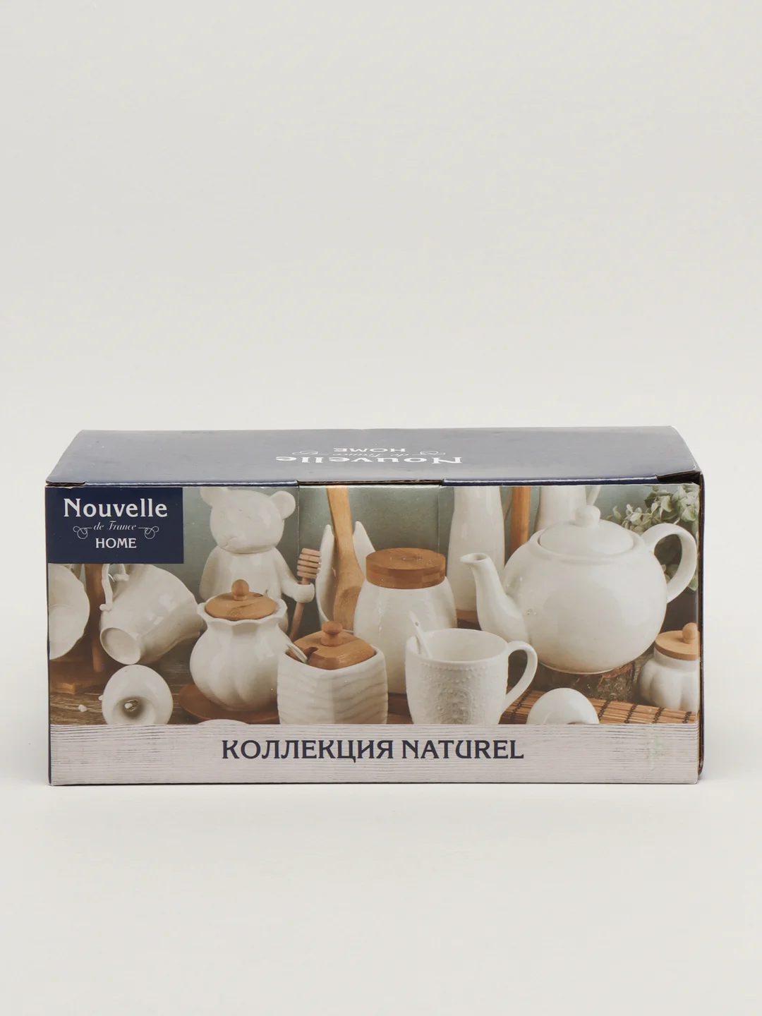 Сахарница с ложкой + молочник "Naturel", на бамбуковой подставке, 20*11.5*10 см