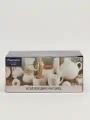 Сахарница с ложкой + молочник "Naturel", на бамбуковой подставке, 20*11.5*10 см