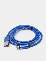 Синий usb кабель для зарядки и передачи данных, магнитный, 1 метр, Quick Charge 3.0 A+ коннектор