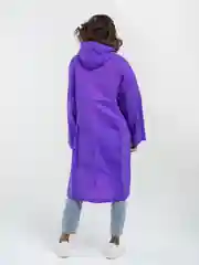 Фиолетовый дождевик многоразовый, с капюшоном, с карманами