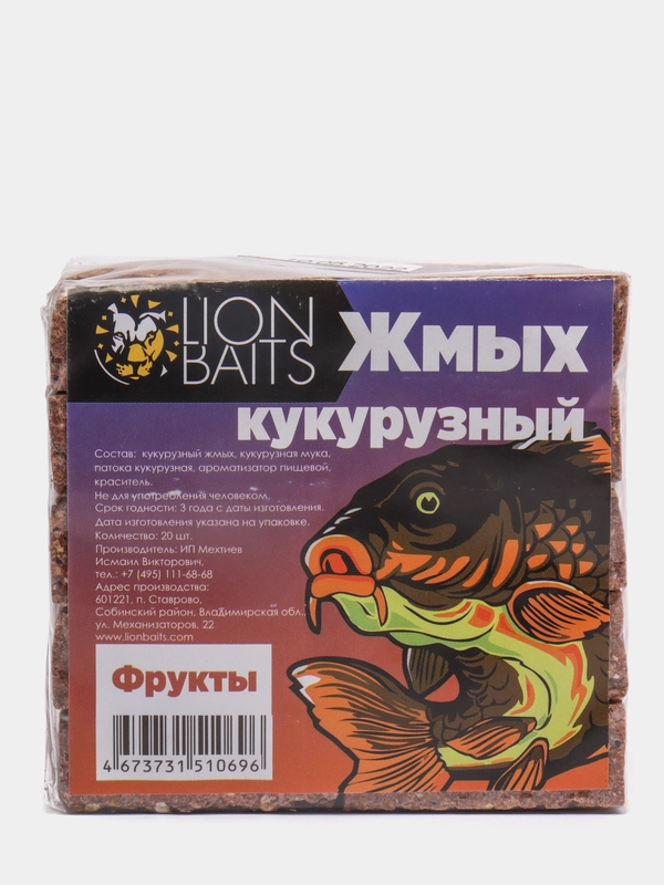 Жмых кукурузный LION BAITS Макуха, фрукты, 20 штук