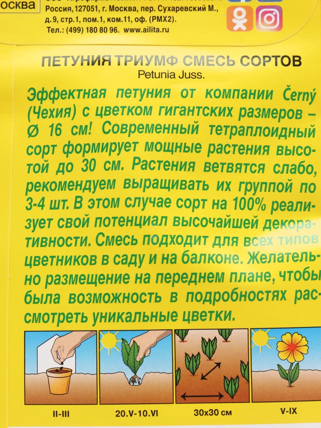 Семена цветов, петуния "Триумф" крупноцветковая, смесь окрасок, 10 штук