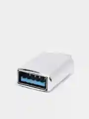 Серебряный переходник адаптер Lightning-USB OTG на iPhone