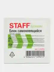 Зеленый блок самоклеящийся, стикеры STAFF, 76 х 76 мм, 100 листов