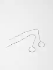 Серый металлик серьги-продевки с кругом/треугольником, цвет серебристый