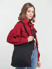 Черный сумка шопер хлопковая, шоппер через плечо