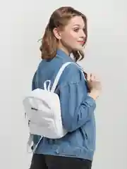 Белый рюкзак женский, кожаный, маленький