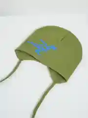 Зелёный хаки шапка детская для малышей на завязках