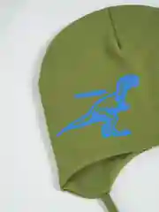 Зелёный хаки шапка детская для малышей на завязках