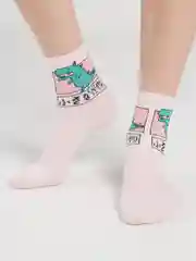Розовый носки высокие с принтом динозавра Pixel Dino