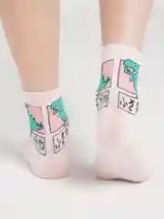 Розовый носки высокие с принтом динозавра Pixel Dino