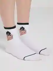 Черный женские носки средней длины "Котята", хлопок