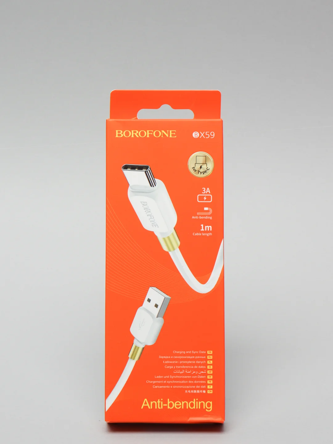 Белый быстрая зарядка Type-C 3.0A, Lightning 2.4A, Micro-USB 2.4A, BOROFONE BX59, 1 м