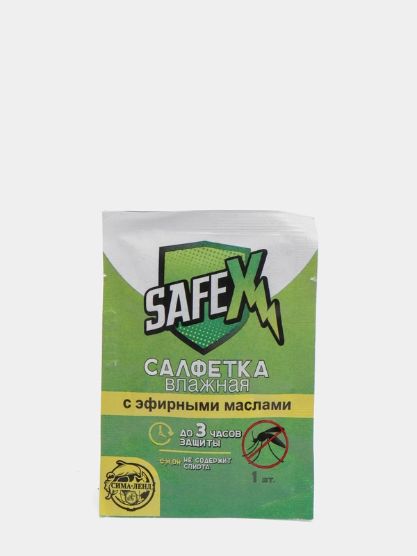 Влажная салфетка от комаров на основе натуральных эфирных масел, SAFEX 1 штука