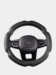 Оплетка на руль (чехол на руль) SKYWAY Sponge 6 подушечек M Черная экокожа S01102234