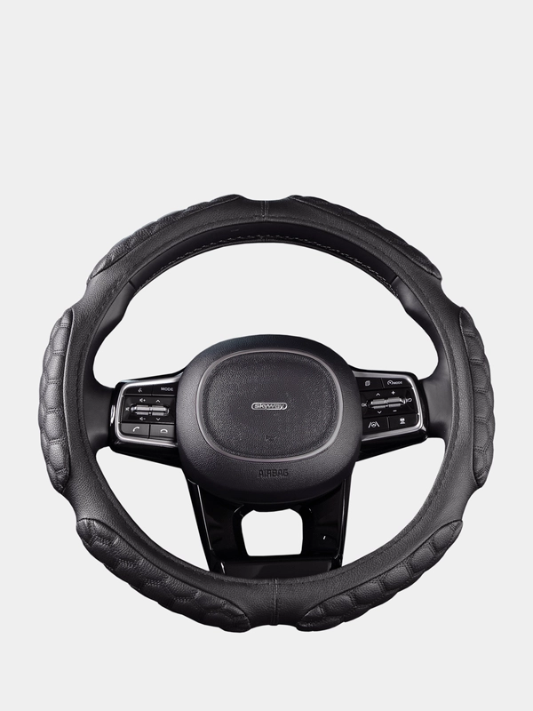 Оплетка на руль (чехол на руль) SKYWAY Sponge 6 подушечек M Черная экокожа S01102234