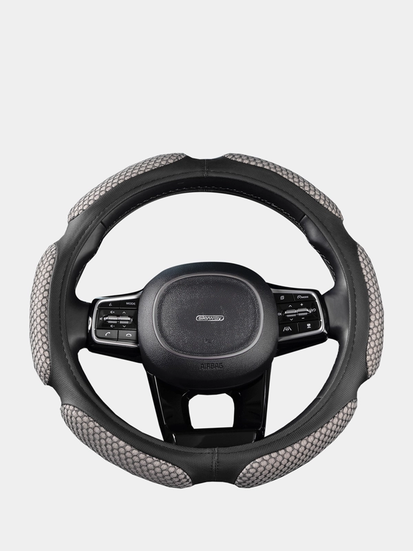 Оплетка на руль (чехол на руль) SKYWAY Sponge snood 6 подушечек M Серая экокожа S01102241