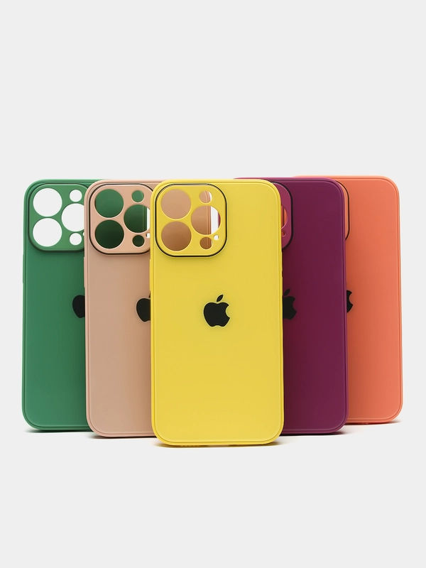 Чехол силиконовый со стеклянной панелью для iPhone 13 Pro