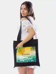 Лазурный сумка-шоппер, с карманом, хлопок