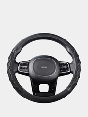 Оплетка на руль (чехол на руль) SKYWAY Racer-2 M Черная экокожа S01102419