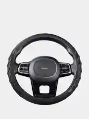 Оплетка на руль (чехол на руль) SKYWAY Racer-2 M Черная экокожа S01102419