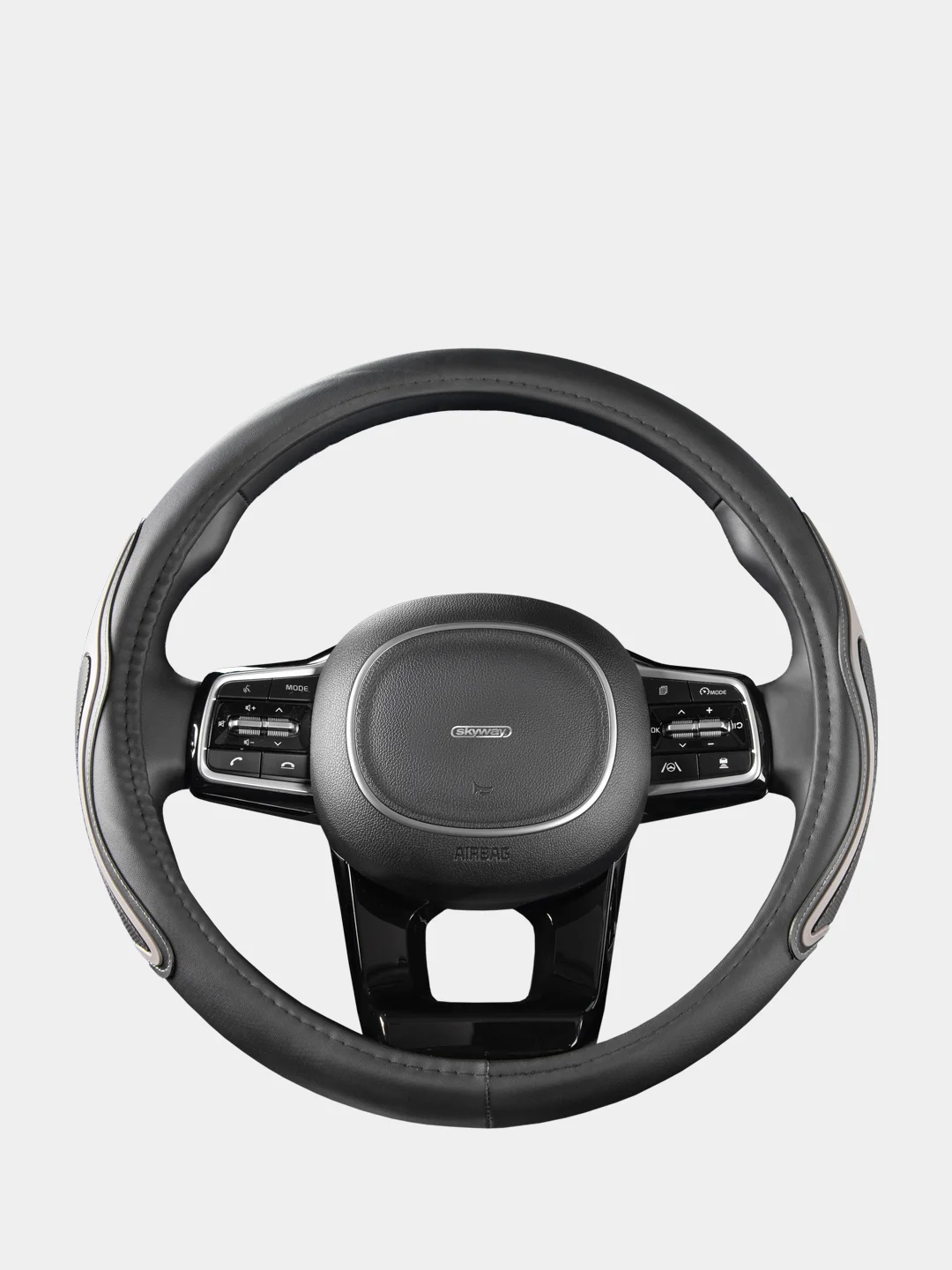 Оплетка на руль (чехол на руль) SKYWAY Combo-13 M Черно/серая экокожа S01102476