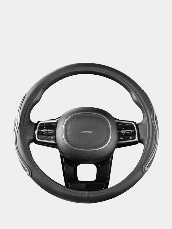 Оплетка на руль (чехол на руль) SKYWAY Combo-13 M Черно/серая экокожа S01102476