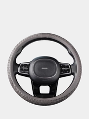 Оплетка на руль (чехол на руль) SKYWAY Real-7 М Серая экокожа S01108012