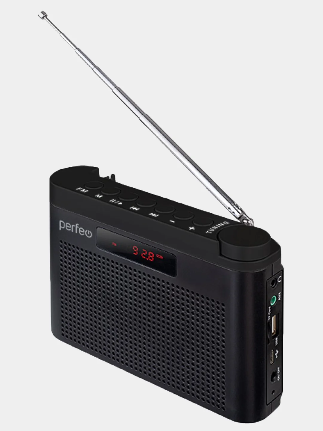 Черный радиоприемник цифровой Perfeo Тайга FM+ 66-108МГц