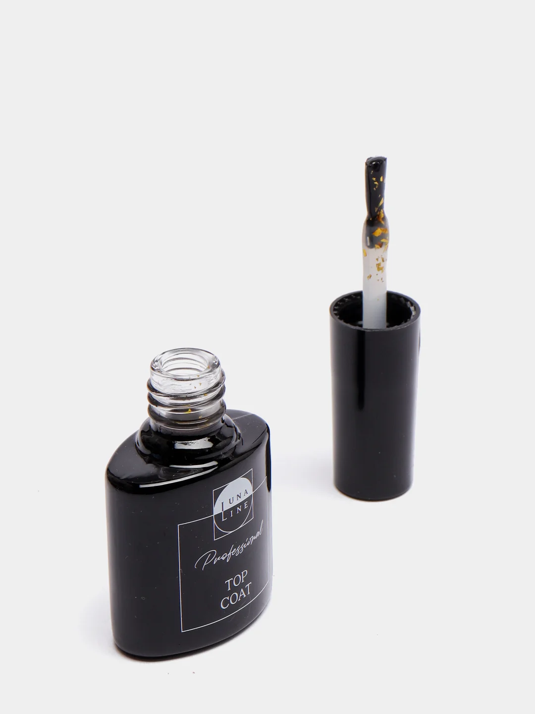 Завершающее покрытие LunaLine Golden Flakes Matte(10 мл), топ матовый с желтыми хлопьями