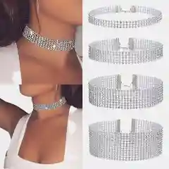 Ожерелье с цепочкой на шею, из страз, стиль гот