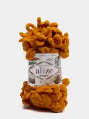 Горчичный пряжа Alize puffy петельки