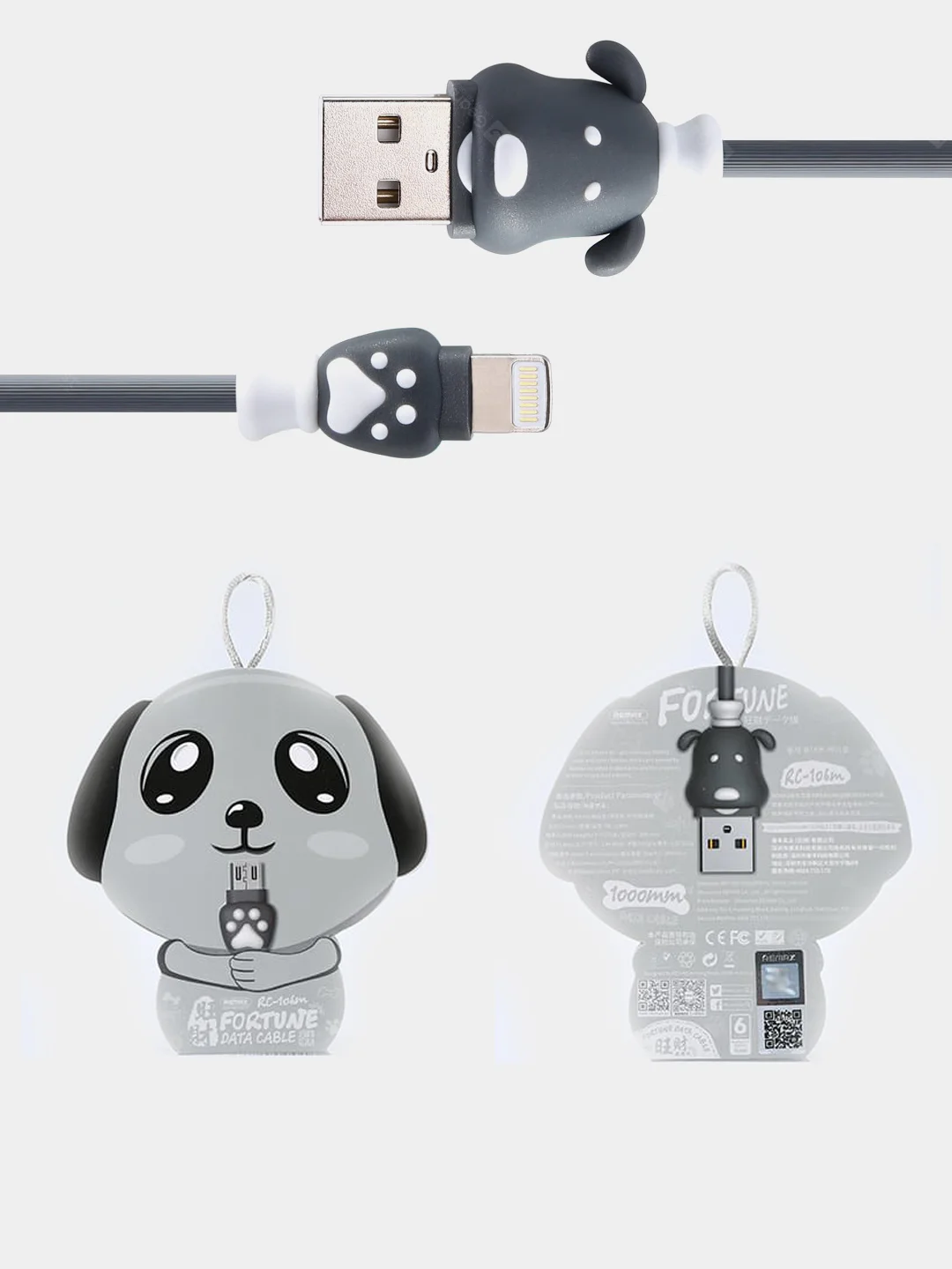 Белый кабель для IPhone Remax Dog