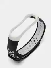 Черный перфорированный cиликоновый ремешок для Xiaomi Mi Band 3 и Mi Band 4, ми банд 3/4