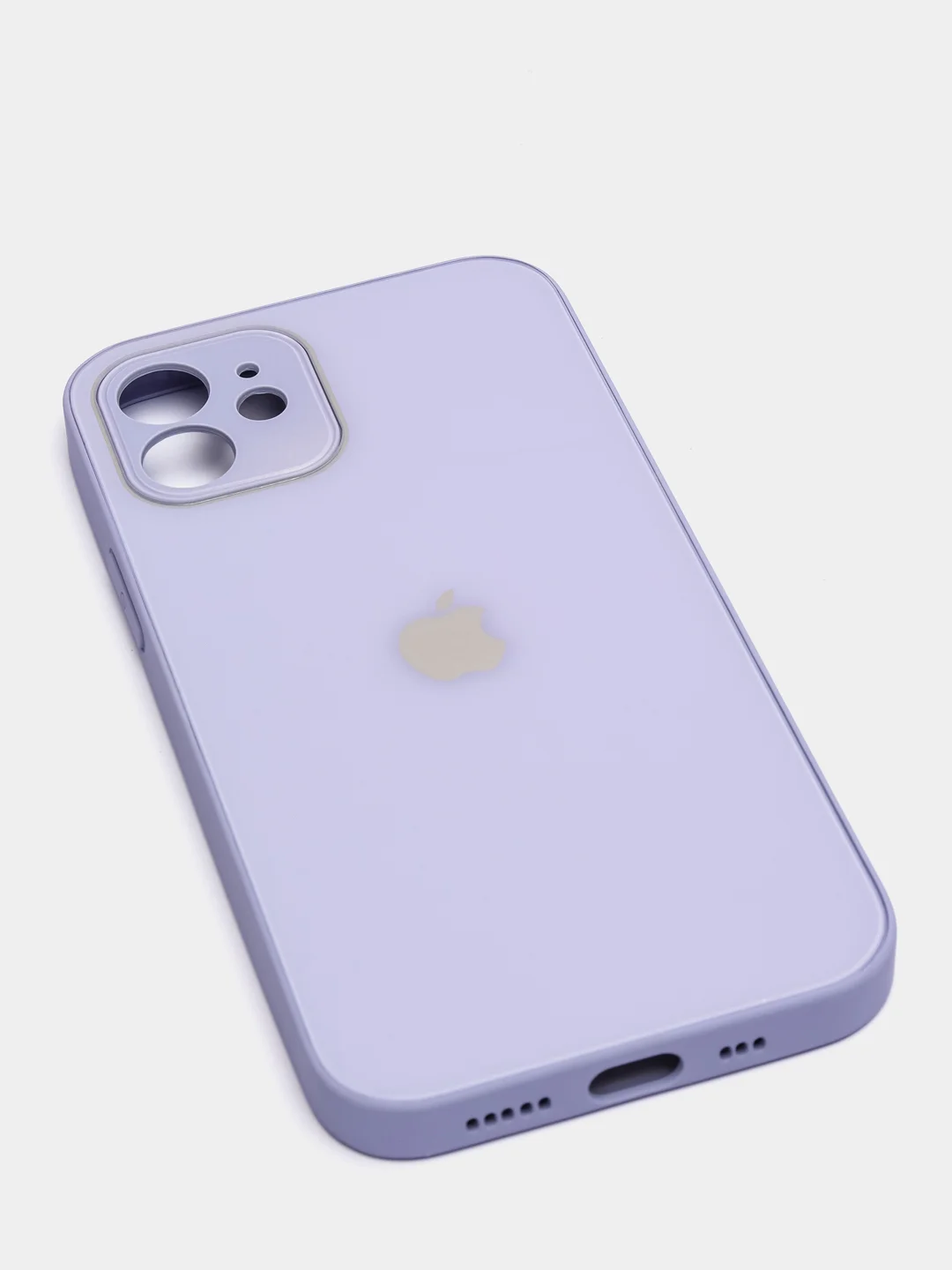 Лавандовый силиконовый чехол для iPhone 12, со стеклянной панелью