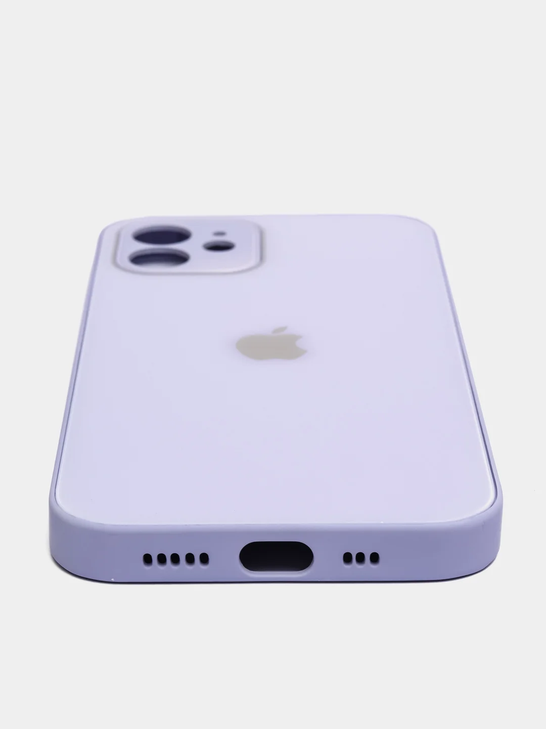 Лавандовый силиконовый чехол для iPhone 12, со стеклянной панелью