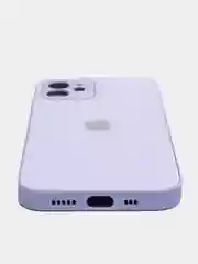 Лавандовый силиконовый чехол для iPhone 12, со стеклянной панелью