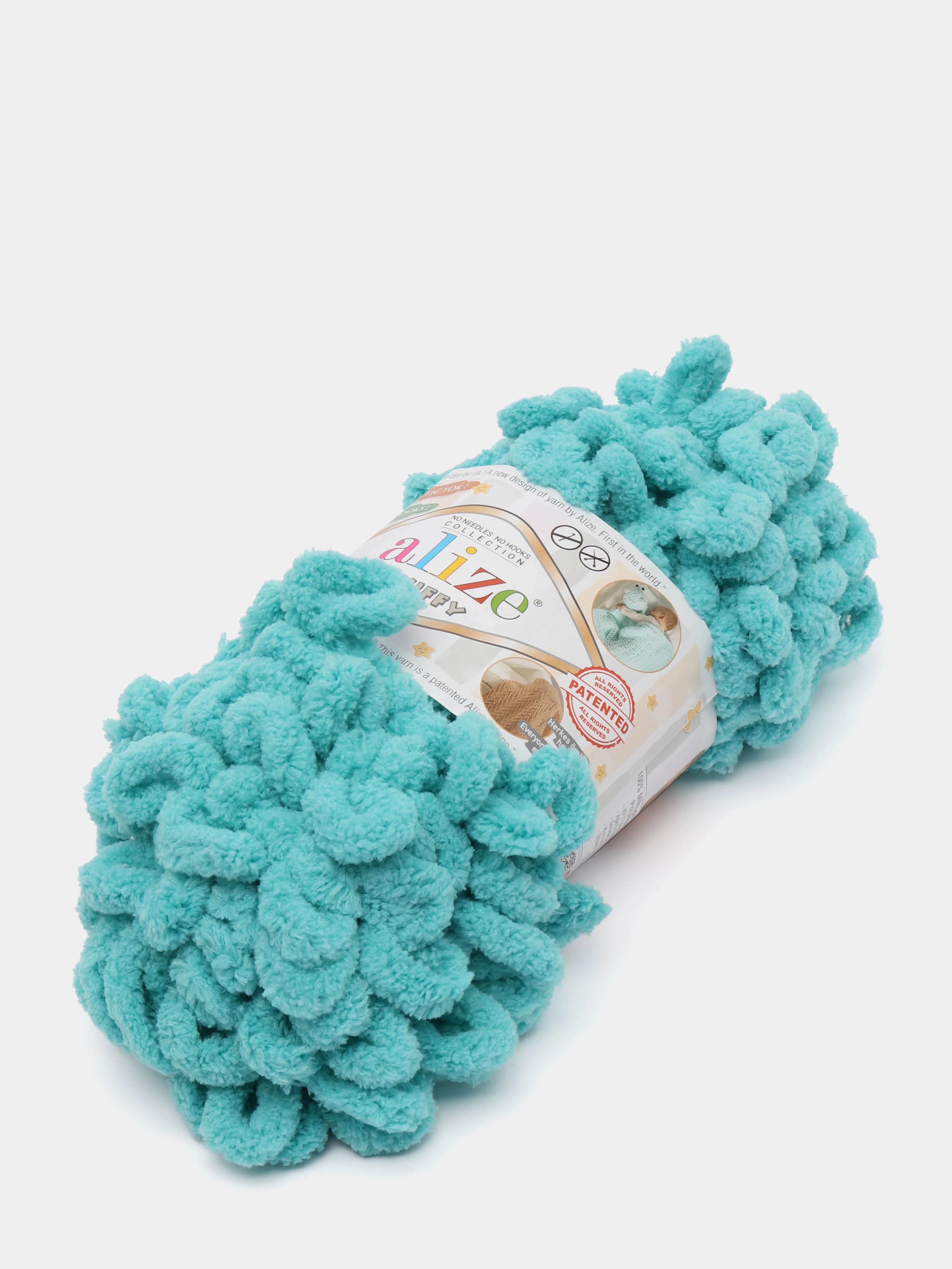Салатовый пряжа петельками Alize Puffy, большие петельки