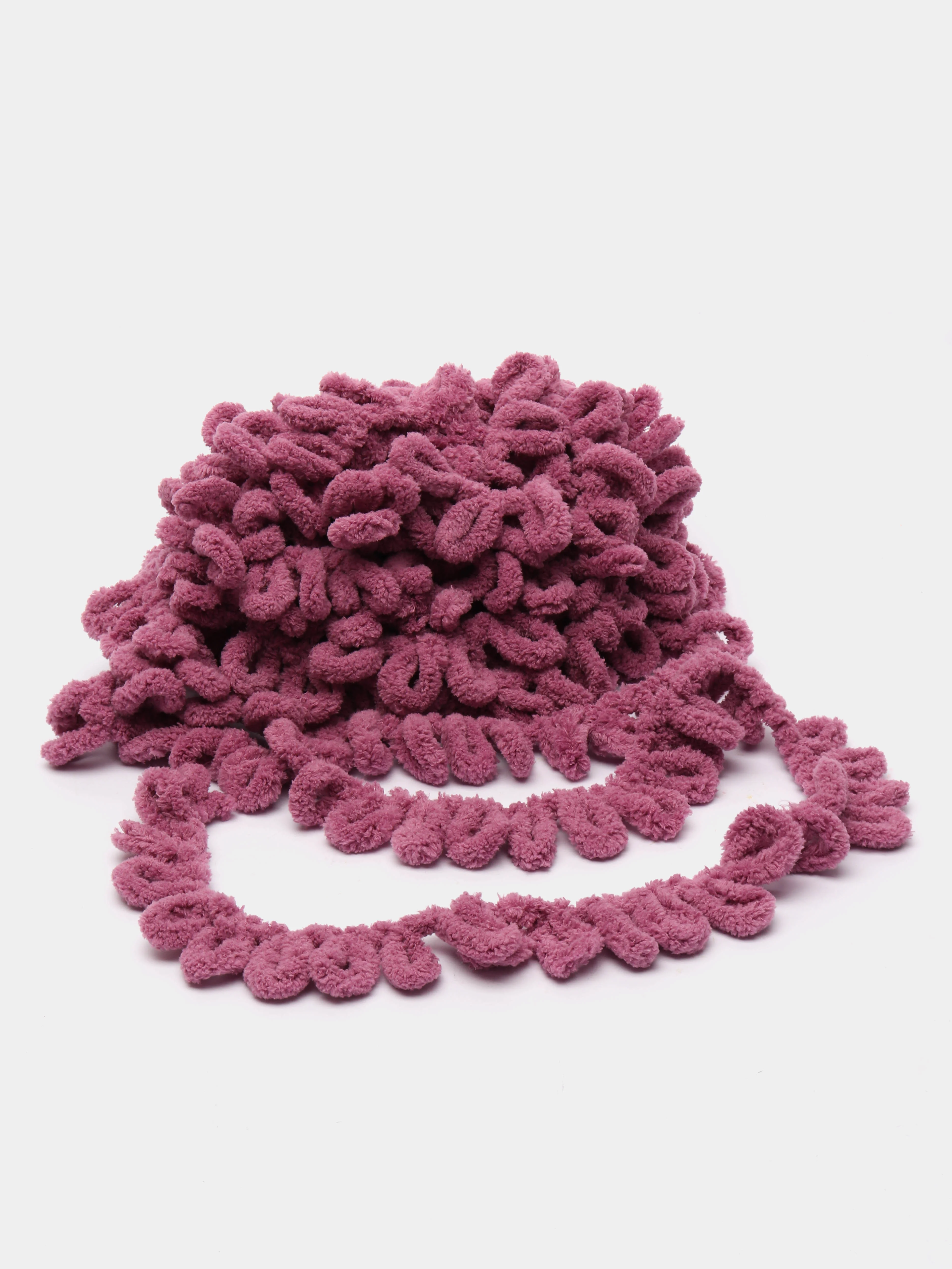 Розовый пряжа петельками Alize Puffy, большие петельки